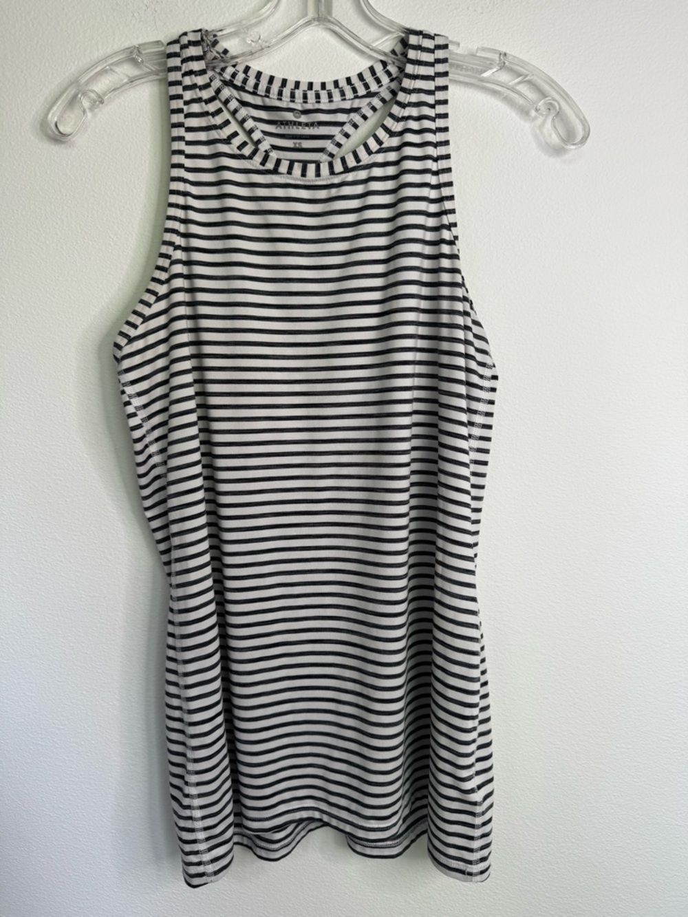 Athleta Athletic High-necked Chi Tank Top- Gray and White Stripe, Size XS